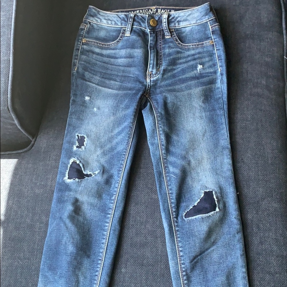 American Eagle Patched Hi Rise Jegging